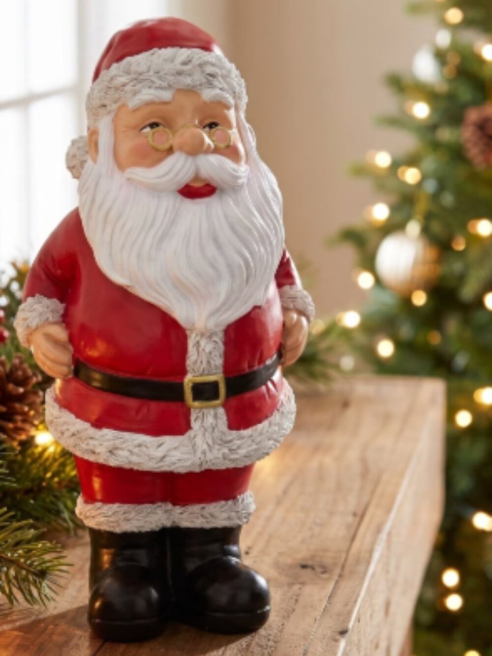 Holiday Time 8" Resin Santa Claus Figurine Classic Red & White Decor